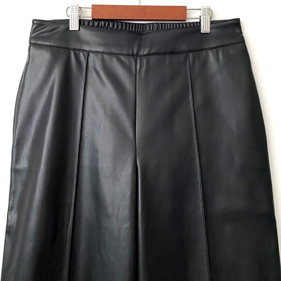 Soft Surroundings Rivka Faux Leather Black Pants Wide Leg - Picture 4 of 12